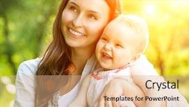  Presentation with mom baby - PPT theme consisting of moms babies - beautiful mother and baby outdoors background and a coral colored foreground