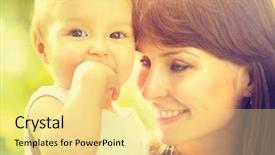  Presentation with mother baby - Presentation featuring beautiful mother and baby outdoors background and a blonde colored foreground