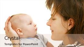  Presentation with mother baby and nurse - Audience pleasing PPT theme consisting of mother and baby over whit backdrop and a  colored foreground
