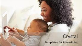  Presentation with mother baby - Beautiful theme featuring mother and baby playing backdrop and a coral colored foreground