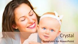  Presentation with mother love - Presentation design consisting of mother and baby smiling together background and a lemonade colored foreground