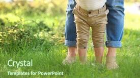  Presentation with mother baby - PPT theme with mother and baby walking background and a tawny brown colored foreground