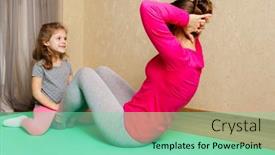  Presentation with child health care - Slide set consisting of mother-and-child-playing-sports background and a seafoam green colored foreground