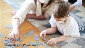  Presentation with isolation - Slide deck consisting of mother-and-child-playing-together background and a coral colored foreground