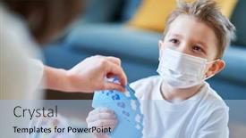  Presentation with isolation - Slide deck having mother-and-child-playing-together background and a light blue colored foreground