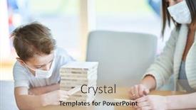  Presentation with isolation - Slide set enhanced with mother-and-child-playing-together background and a mint green colored foreground