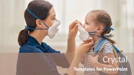  Presentation with child protection - Cool new PPT layouts with mother-and-child-wearing-facemasks backdrop and a coral colored foreground