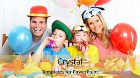  Presentation with father birthday - Presentation theme featuring mother and children celebrating birthday background and a yellow colored foreground
