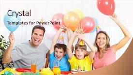  Presentation with father birthday - Presentation theme having mother and children celebrating birthday background and a sky blue colored foreground