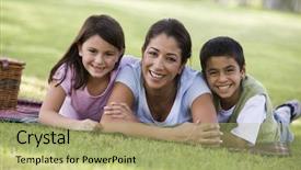  Presentation with dental radiologyfor children - PPT theme enhanced with mother and children having picnic background and a mint green colored foreground