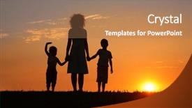  Presentation with children silhouette - Beautiful slides featuring hieroglyphics in egyptian museum backdrop and a coral colored foreground