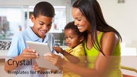  Presentation with african children - Beautiful presentation featuring mother and children using digital backdrop and a coral colored foreground