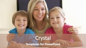  Presentation with widescreen - Amazing presentation design having mother and children watching widescreen backdrop and a  colored foreground