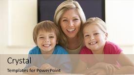  Presentation with widescreen - Colorful slide set enhanced with mother and children watching widescreen backdrop and a  colored foreground