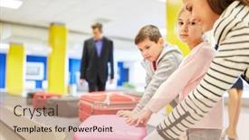  Presentation with luggage - Beautiful theme featuring mother-and-children backdrop and a coral colored foreground