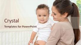  Presentation with baby sitting - Theme enhanced with mother and cute baby sitting background and a lemonade colored foreground