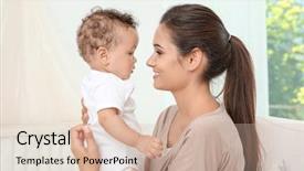  Presentation with mother and baby - Amazing PPT layouts having mother and cute baby sitting backdrop and a lemonade colored foreground