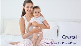  Presentation with baby shower - Slide deck featuring mother and cute baby background and a sky blue colored foreground