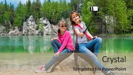  Presentation with mother doing yoga kids - Beautiful theme featuring mother and daughter are doing selfe on the shore of piskovna lake national park of adrspach-teplice rocks rock town czech republic backdrop and a coral colored foreground