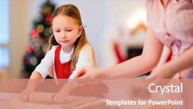  Presentation with baking cookies - PPT layouts with mother and daughter baking background and a coral colored foreground