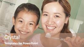  Presentation with diabetes and teeth - Audience pleasing slide deck consisting of mother and daughter brushing teeth backdrop and a coral colored foreground