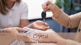  Presentation with car business - Presentation theme consisting of mother-and-daughter-business-workers background and a  colored foreground