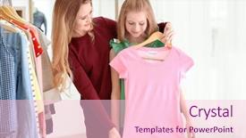  Presentation with clothes shop - Slides featuring mother and daughter choosing clothes background and a lemonade colored foreground