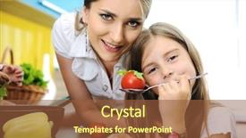  Presentation with mother love - Theme enhanced with mother and daughter cooking love and work together background and a tawny brown colored foreground