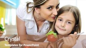 Presentation with love mother - Presentation design with mother and daughter cooking love and work together background and a coral colored foreground