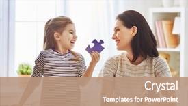  Presentation with puzzle family - Slide deck with mother and daughter do puzzle background and a coral colored foreground