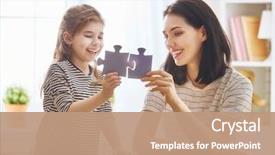 Presentation with puzzle family - Slide set consisting of mother and daughter do puzzle background and a coral colored foreground