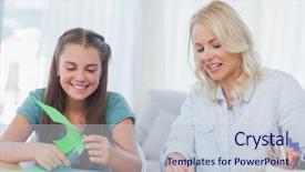  Presentation with arts and crafts - Beautiful theme featuring mother and daughter doing arts backdrop and a lemonade colored foreground