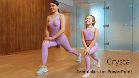  Presentation with exercise - Amazing presentation theme having mother-and-daughter-doing-exercise backdrop and a coral colored foreground