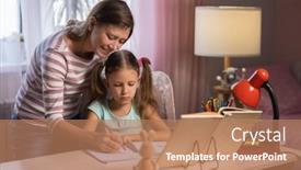  Presentation with mom daughter - Amazing slide deck having mother-and-daughter-doing-homework backdrop and a coral colored foreground