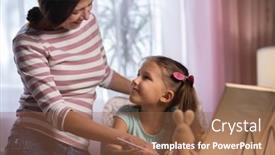  Presentation with mom daughter - Slide deck with mother-and-daughter-doing-homework background and a tawny brown colored foreground