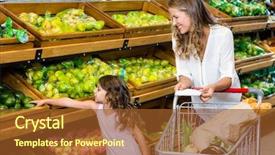  Presentation with grocery store - Amazing PPT layouts having mother and daughter doing shopping backdrop and a tawny brown colored foreground