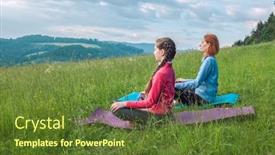  Presentation with mother doing yoga kids - Colorful slide deck enhanced with mother-and-daughter-doing-yoga backdrop and a tawny brown colored foreground