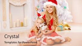  Presentation with family tree - Beautiful slide deck featuring mother and daughter dressed as santa celebrate christmas family at the christmas tree woman and girl celebrate new year with bunny backdrop and a lemonade colored foreground