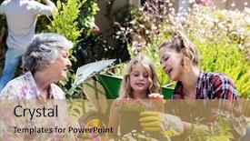  Presentation with gardening homes - Amazing slides having mother and daughter gardening together backdrop and a yellow colored foreground