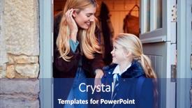  Presentation with leave - Presentation design featuring mother-and-daughter-getting-ready background and a ocean colored foreground