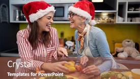  Presentation with atmosphere - Colorful PPT layouts enhanced with mother-and-daughter-having-fun backdrop and a red colored foreground