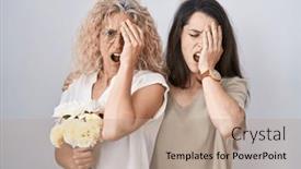  Presentation with hand holding flowers - Presentation design enhanced with mother-and-daughter-holding-bouquet background and a  colored foreground