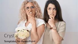  Presentation with hand holding flowers - Slides enhanced with mother-and-daughter-holding-bouquet background and a coral colored foreground