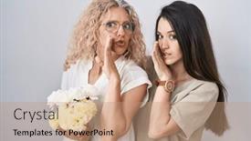  Presentation with hand holding flowers - PPT layouts enhanced with mother-and-daughter-holding-bouquet background and a  colored foreground