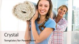  Presentation with carpet - Slide set enhanced with mother and daughter holding a carpet together background and a lemonade colored foreground