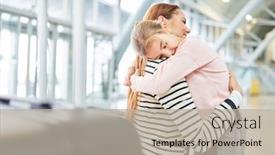  Presentation with airport terminal - Slide set with mother-and-daughter-hug-each background and a mint green colored foreground