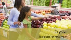  Presentation with supermarket - Presentation theme consisting of mother and daughter in supermarket background and a yellow colored foreground