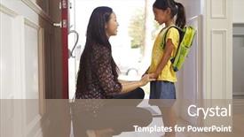  Presentation with daughter - Theme featuring mother and daughter leaving home background and a coral colored foreground