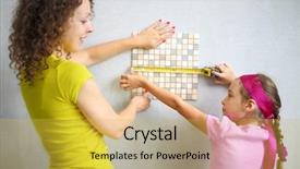  Presentation with mother tiger and lion - Slide set consisting of mother and daughter measuring the size of the finishing tile background and a yellow colored foreground