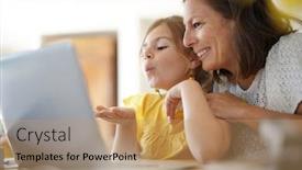  Presentation with online meeting - Audience pleasing presentation consisting of mother-and-daughter-meeting backdrop and a coral colored foreground